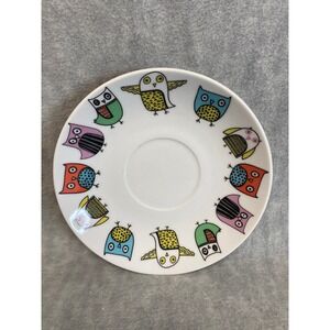 Creative Tops Ltd OWLS Saucer Colorful Birds Animal Print‎ Dish Plate Vintage